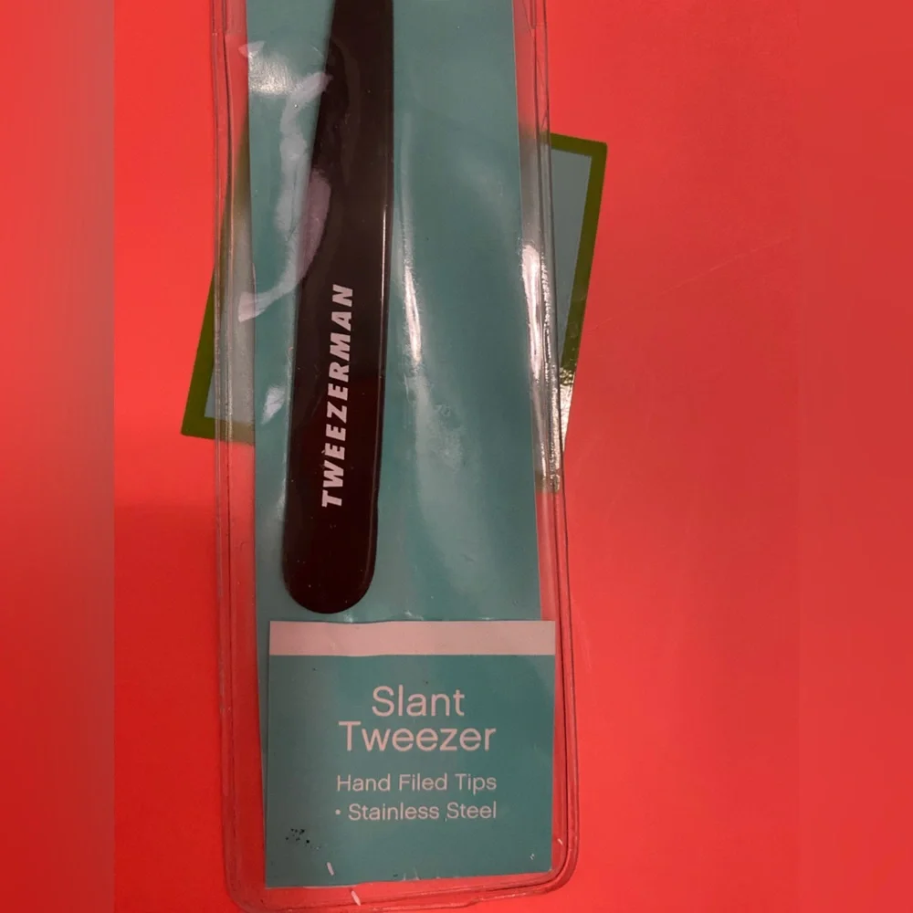 Tweezerman Stainless Steel Standard Slant Tweezer Eyebrow Regular Size NWT black